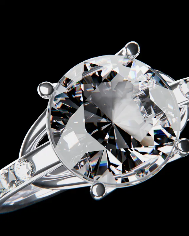 Bague solitaire — Solitaire en or blanc, diamant de 36 carats