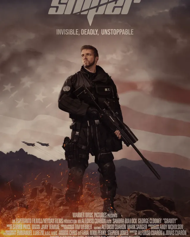 Sniper — Affiche d'un film imaginé, façon blockbuster