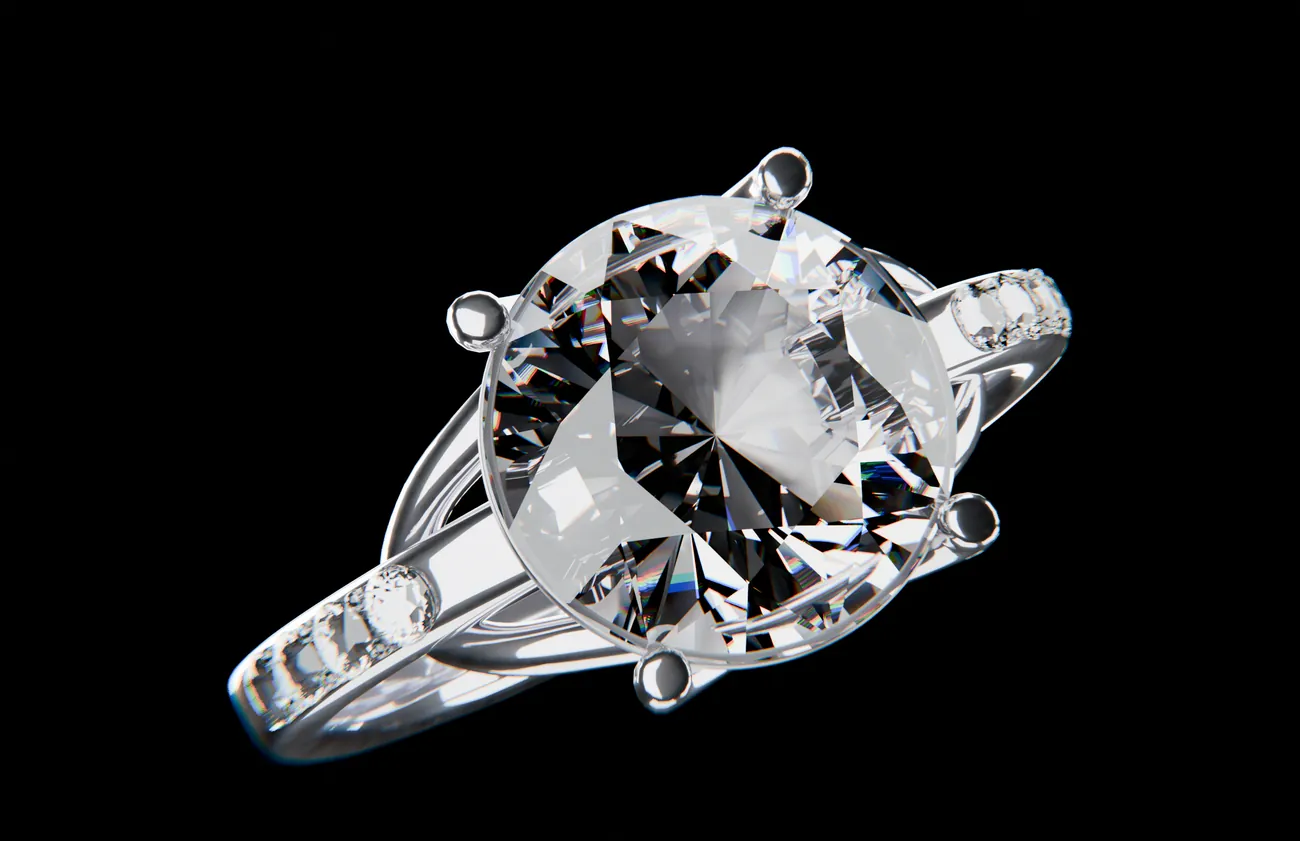 Bague solitaire — Solitaire en or blanc, diamant de 36 carats