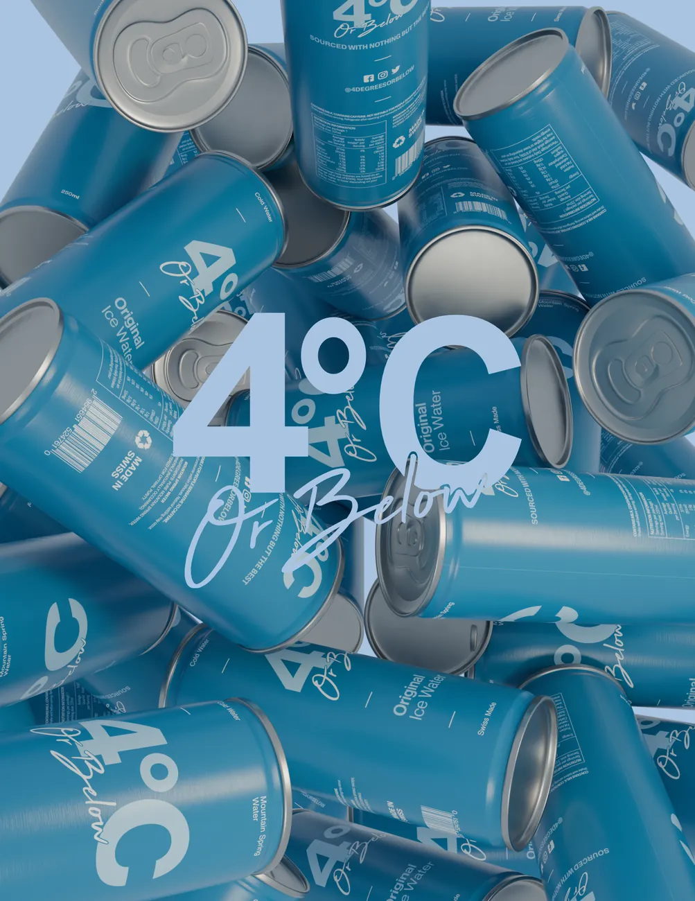 4°C Or Below — 4°C Or Below, marque d'eau inventée : la canette, son wrap, son identité