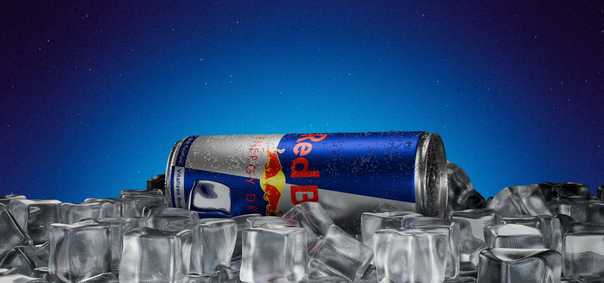 Red Bull — Réinterprétation 3D de la canette Red Bull, wrap redessiné